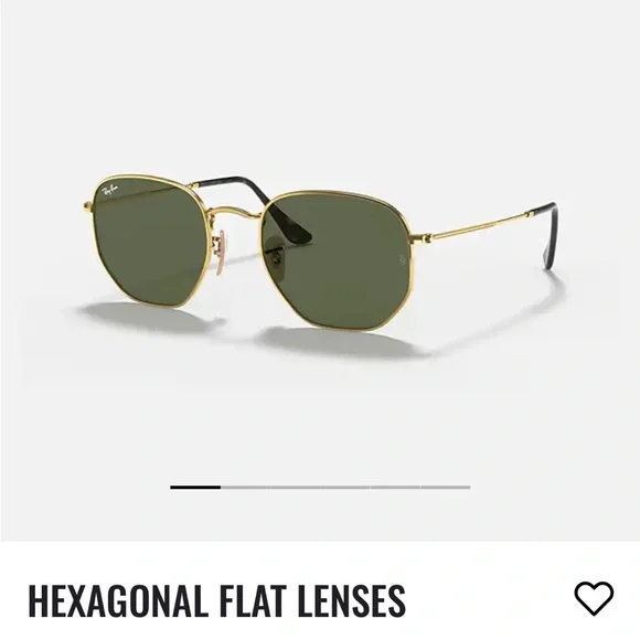 Ray-Ban Gold and Green Hexagonal Sunglasses - Picture 3 of 9
